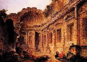 Dimensions and material of painting Hubert Robert